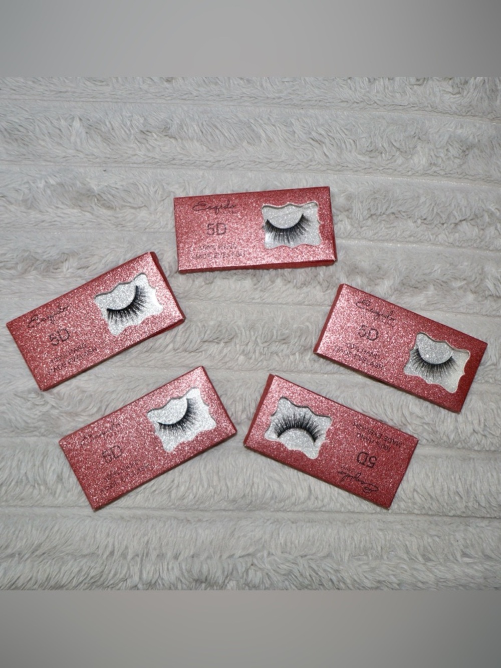 Glitter Pink 3D False Eyelashes - Pack of 5